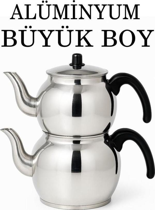 Alüminyum Küre Çaydanlık Büyük Boy Siyah Kulp - Image 1