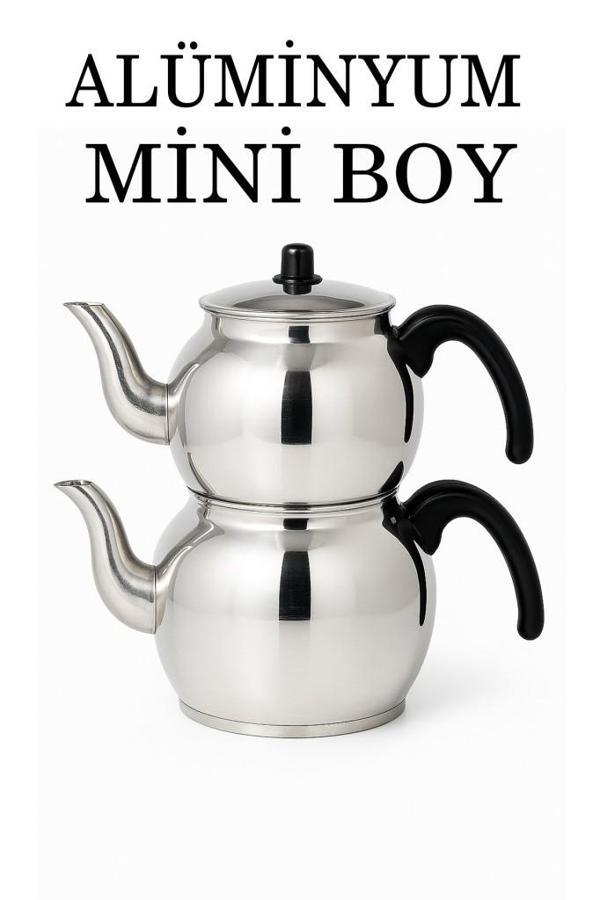 Alüminyum Küre Çaydanlık Mini Boy Siyah Kulp - Image 1