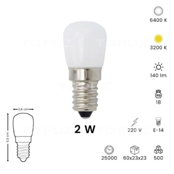 Buzdolabı Led Ampul - 2W-220V E14, Beyaz Işık - Image 1