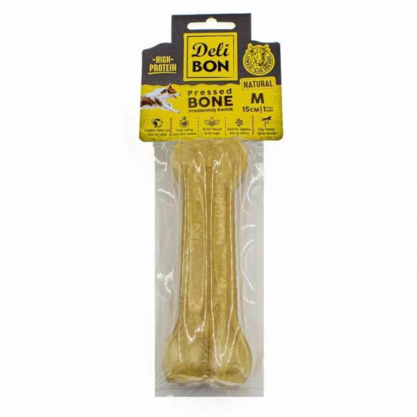 Delibon Deri Köpek Çiğneti Pres Kemik 1x15cm Natural - Image 1
