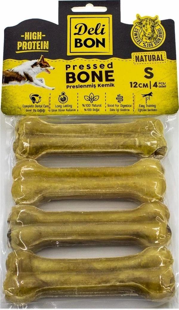 Delibon Deri Köpek Çiğneti Pres Kemik 4x12cm Natural - Image 1