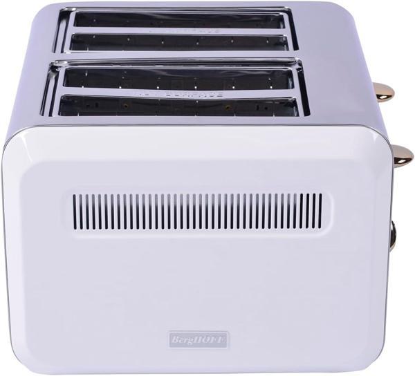 Berghoff Worldwide Gem Titan Parlak Gümüş Beyaz Dört Dilim Ekmek Kızartma Makinesi - Image 1