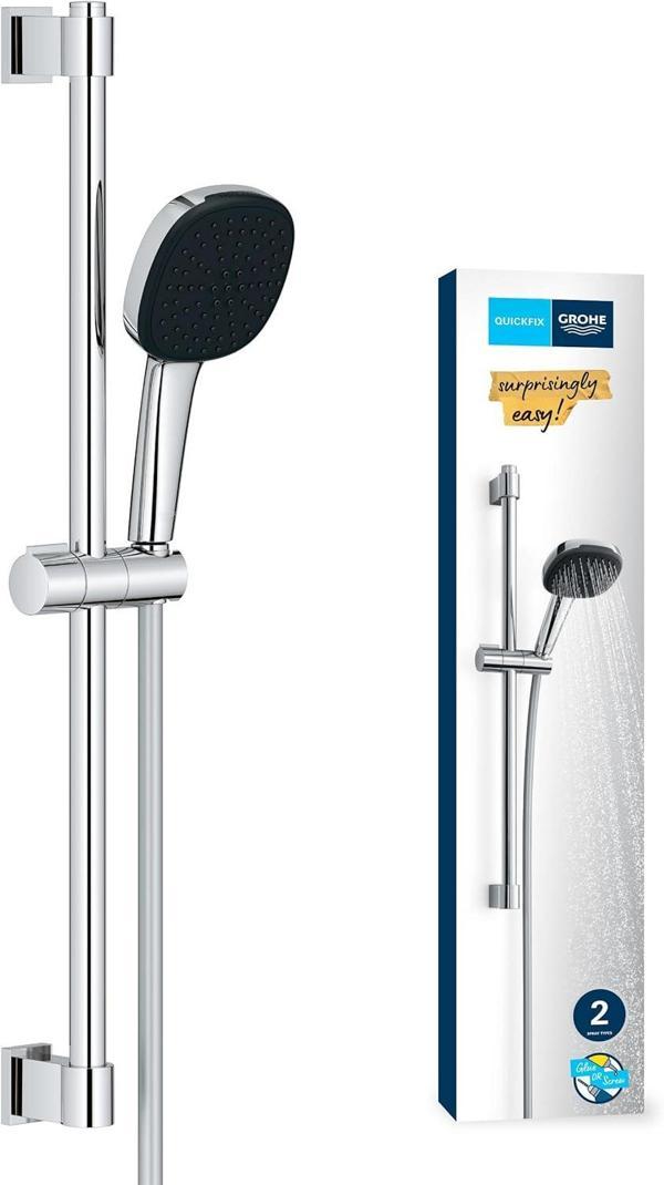 Grohe Vitalio Comfort 110 Sürgülü Duş Seti, 110Mm Kare 2 Akışlı El Duşu, 600Mm Sürgülü Ray, 1750Mm D - Image 1