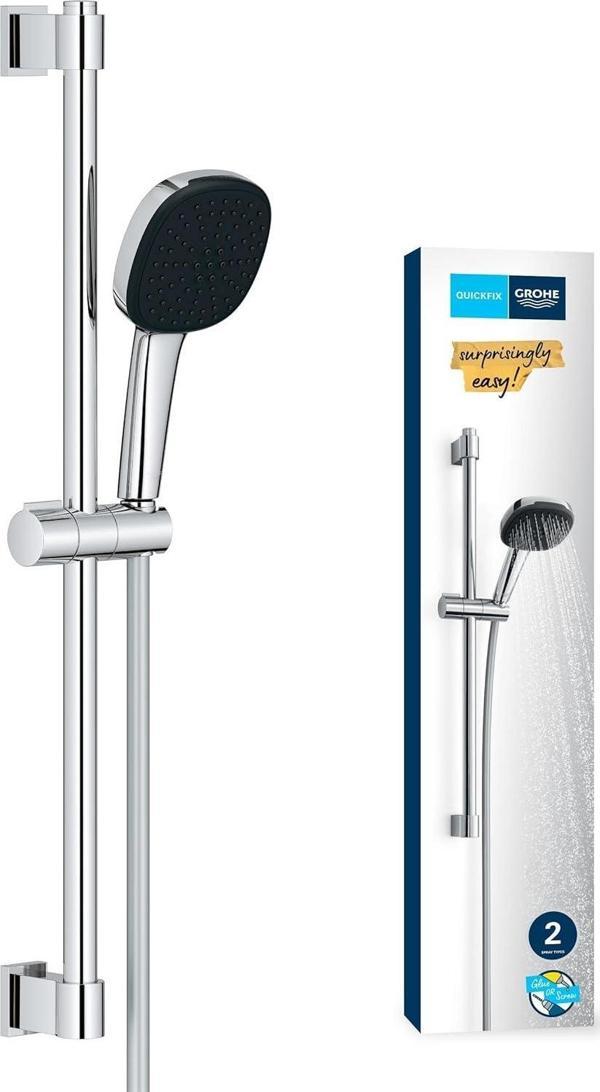 Grohe Vitalio Comfort 110 Sürgülü Duş Seti, 110Mm Kare 2 Akışlı El Duşu, 600Mm Sürgülü Ray, 1750Mm D - Image 1