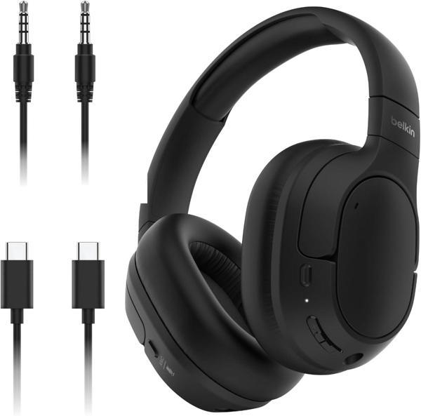 Belkin Soundform Isolate Aktif Gürültü Engelleyici Kafaüstü Kulaklık – Siyah, 60 Saat Pil Ömrü, Deri - Image 1