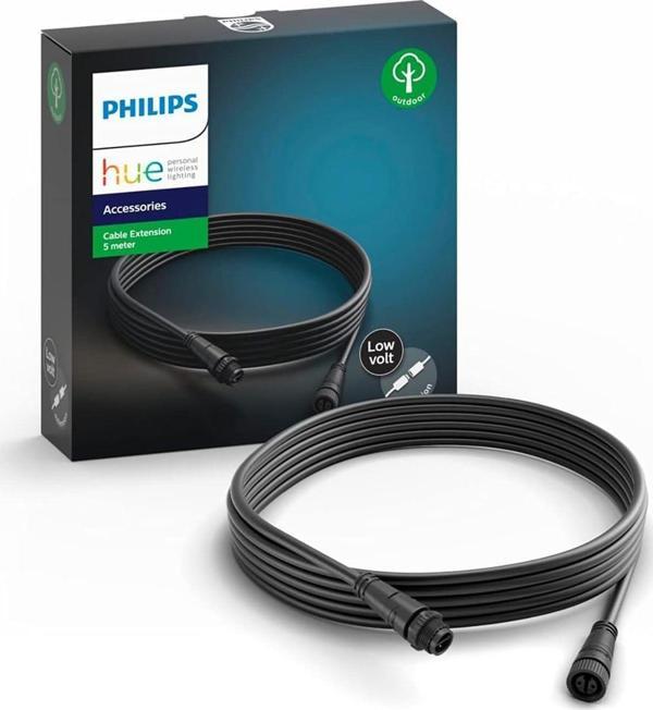Philips Hue Düşük Voltajlı Uzatma Kablosu, Tüm Hue Düşük Voltajlı Dış Mekan Lambaları Için, 5 M, Siy - Image 1