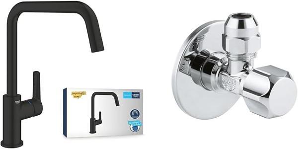 Grohe Start Quickfix Eviye Bataryası Mat Siyah + 2 Adet 55Mm Ara Musluk Seti - Image 1