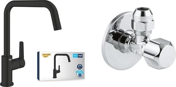 Grohe Start Quickfix Eviye Bataryası Mat Siyah + 2 Adet 55Mm Ara Musluk Seti - Image 1