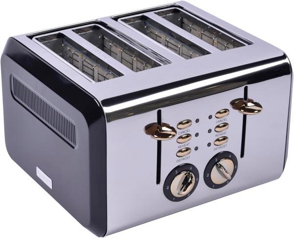 Berghoff Gem Titan Parlak Gümüş Siyah Dört Dilim Ekmek Kızartma Makinesi - Image 1