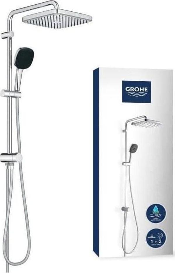 Grohe Vitalio Comfort 250 Yön Değiştiricili Duş Sistemi, Duvar Dışı Bağlantılı, 2 Akışlı Kare Tepe D - Image 1