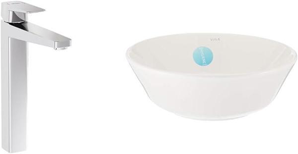 Vitra Geo Yuvarlak Çanak Lavabo + Vitra Root Square Blueco Çanak Lavabo Bataryası Seti - Image 1
