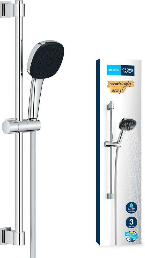 Grohe Vitalio Comfort 110 Sürgülü Duş Seti, 110Mm Kare 3 Akışlı (Masaj, Yağmur & Jet) El Duşu, 600Mm - Image 1