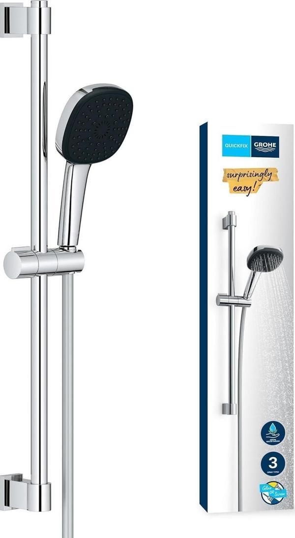 Grohe Vitalio Comfort 110 Sürgülü Duş Seti, 110Mm Kare 3 Akışlı (Masaj, Yağmur & Jet) El Duşu, 600Mm - Image 1