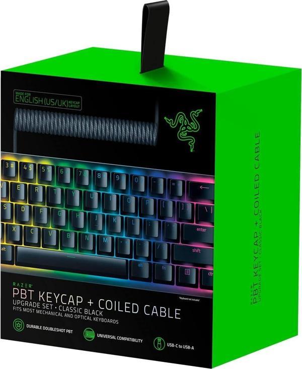Razer Pbt Tuş Kapağı Yükseltme Seti Sarmal Kablolu - Arka Işık Uyumlu (Parlamaya Dayanıklı Malzeme,  - Image 1