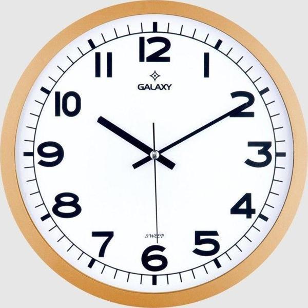 Galaxy 216-3 Serisi Metal Görünümlü Sessiz Akar Duvar Saati 30 cm - Image 1
