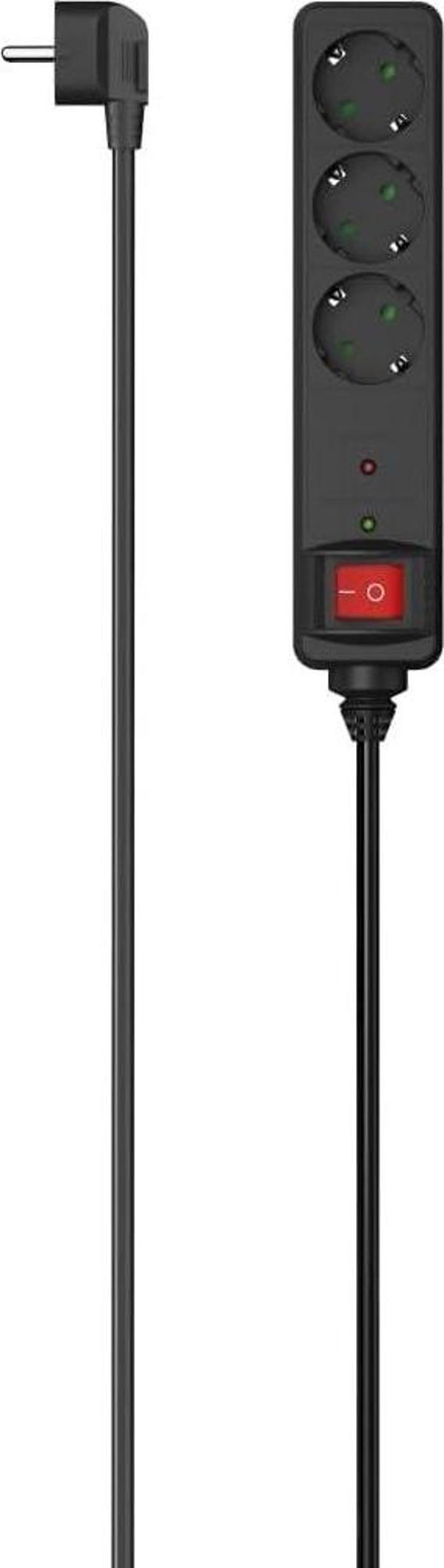 3'Lü Akım Korumalı Priz,1.4M,Siyah - Image 1