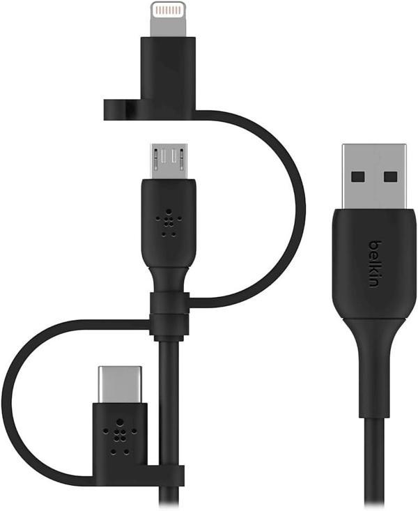 Belkin Evrensel Kablo (3'Ü 1 Arada Usb-C, Lightning, Micro-Usb Şarj Kablosu) Akıllı Telefonları, Tab - Image 1