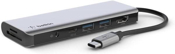 Belkin 7'Si 1 Arada Çok Bağlantı Noktalı Usb C Hub (4K Hdmi, Usb-C, 2 X Usb A, 3,5 Mm Ses, Sd 3.0 Yu - Image 1