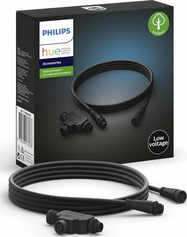 Philips Hue Dış Mekan Low-Voltage Uzatma Kablosu 2,5M + T-Part Eu - Image 1
