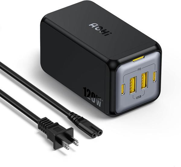 Aohi Magcube 4 Portlu Masaüstü Usb Şarj İstasyonu, Gan+ 120W Hızlı Şarj Cihazı - Image 1
