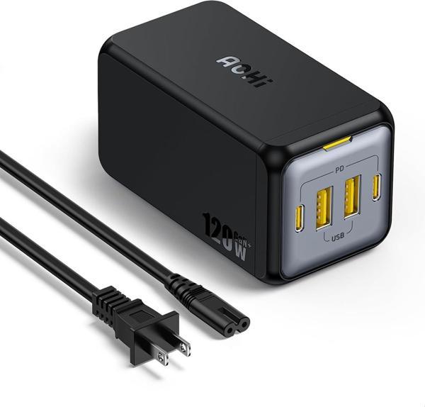 Aohi Magcube 4 Portlu Masaüstü Usb Şarj İstasyonu, Gan+ 120W Hızlı Şarj Cihazı - Image 1