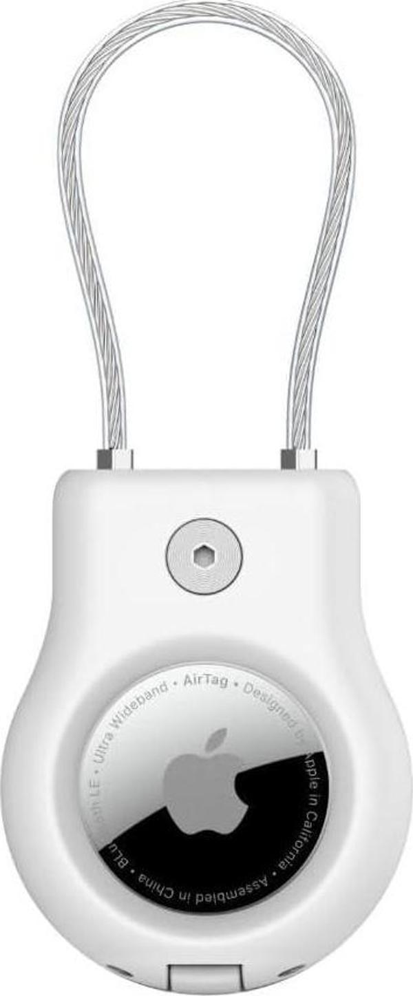 Belkin Airtag Için Örgülü Metal Kablolu Kılıf - Beyaz - Image 1