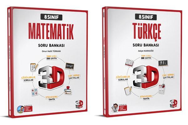3D 2025 8. Sınıf Lgs Matematik + Türkçe Soru Bankası Seti 2 Kitap - 3D Yayınları - Image 1