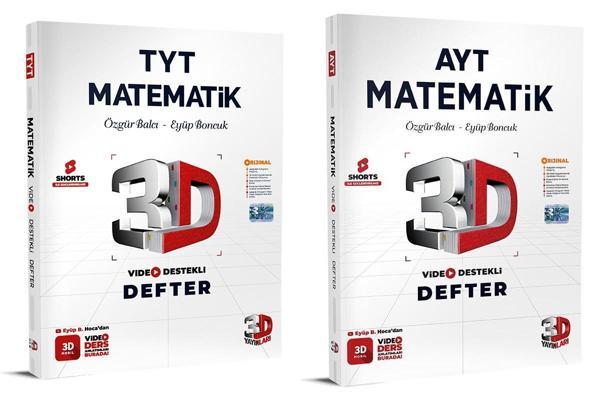 3D Yayınları 2024 Tyt Ayt Matematik Video Destekli Defter Seti 2 Kitap - 3D Yayınları - Image 1