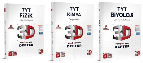 3D Yayınları 2024 Tyt Fizik + Kimya + Biyoloji Video Destekli Defter Seti 3 Kitap - 3D Yayınları - Image 1