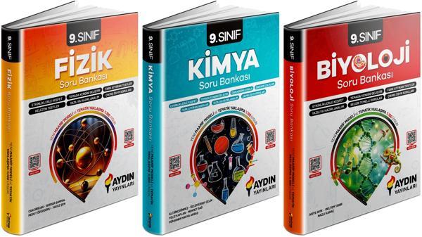 Aydın 2025 9. Sınıf Fizik + Kimya + Biyoloji Soru Bankası Seti 3 Kitap - Aydın Yayınları - Image 1