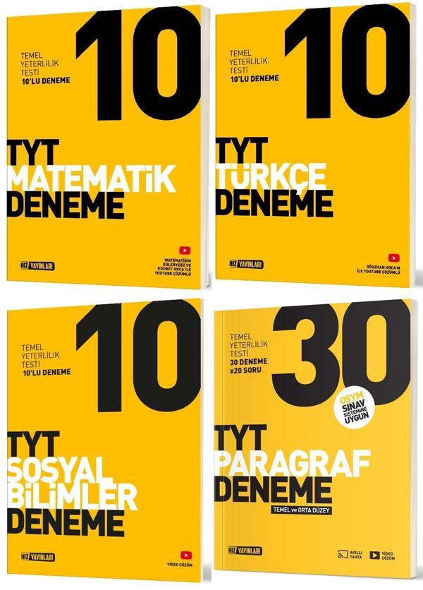 Hız Yayınları Tyt Matematik + Türkçe + Sosyal + Paragraf Deneme Seti 4 Kitap - Hız Yayınları - Image 1