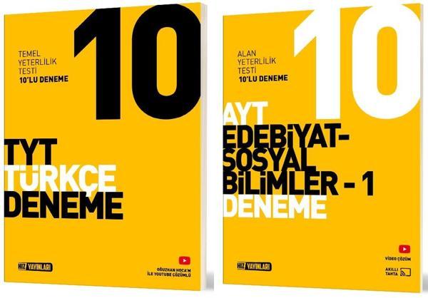 Hız Yayınları Tyt Türkçe + Ayt Edebiyat Sosyal - 1 Deneme Seti 2 Kitap - Hız Yayınları - Image 1