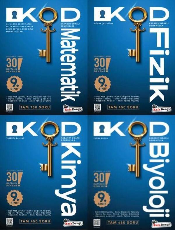 Kafa Dengi 2026 9. Sınıf Matematik + Fizik + Kimya + Biyoloji Kod Haftalık Süreç Uygulamaları Seti 4 Kitap - Kafa Dengi - Image 1