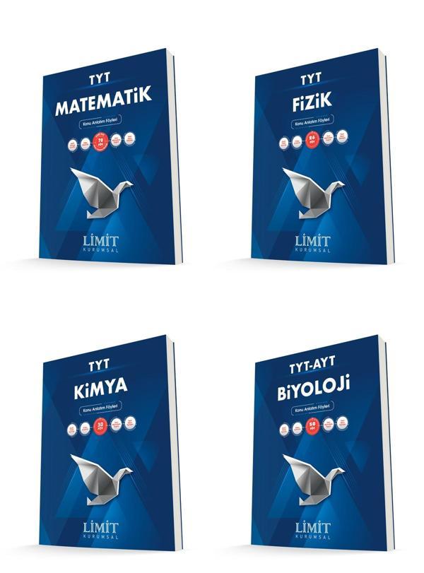 Limit Kurumsal Tyt Matematik + Fizik + Kimya + Biyoloji Konu Anlatım Föyleri Seti 4 Kitap - Limit Yayınları - Image 1