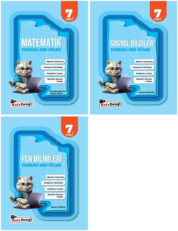 Kafadengi 2025 7. Sınıf Matematik + Fen Bilimleri + Sosyal Bilgiler Etkinlikli Ders Föyleri Seti 3 Kitap - Kafa Dengi - Image 1