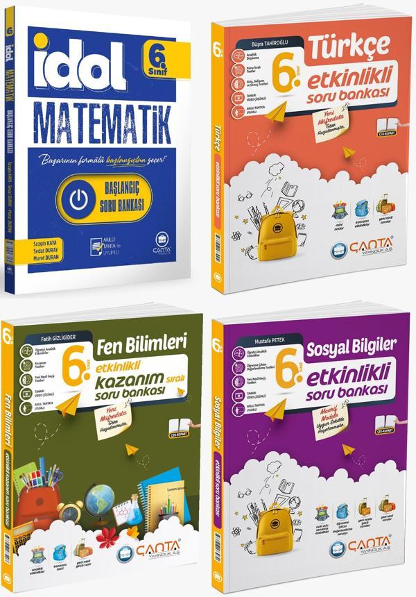 Çanta 2025 6. Sınıf İdol Başlangıç Matematik + Türkçe + Fen + Sosyal Etkinlikli Kazanım Soru Seti 4 Kitap - Çanta Yayınları - Image 1