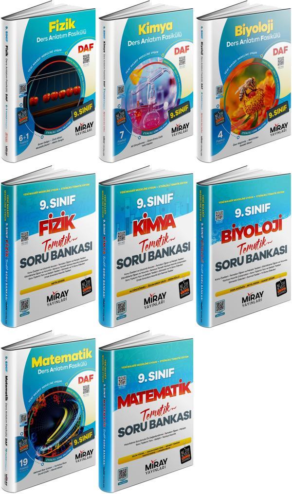 Miray 2025 9. Sınıf Matematik + Fizik + Kimya + Biyoloji Ders Anlatım Fasikülleri + Tematik Soru 8 Kitap - Miray Yayınları - Image 1