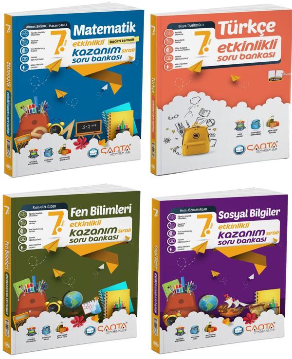Çanta 2025 7. Sınıf Matematik + Türkçe + Fen + Sosyal Etkinlikli Kazanım Soru Seti 4 Kitap - Çanta Yayınları - Image 1