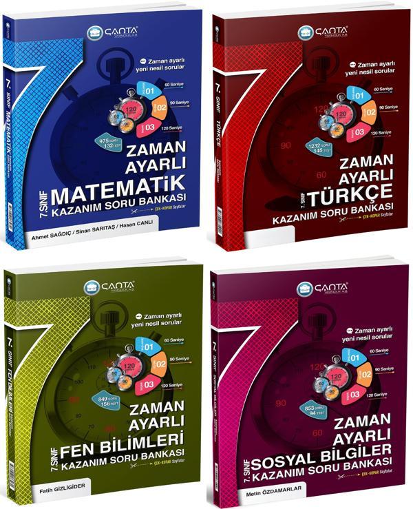 Çanta 2025 7. Sınıf Matematik + Türkçe + Fen + Sosyal Zaman Ayarlı Kazanım Soru Bankası Seti 4 Kitap - Çanta Yayınları - Image 1
