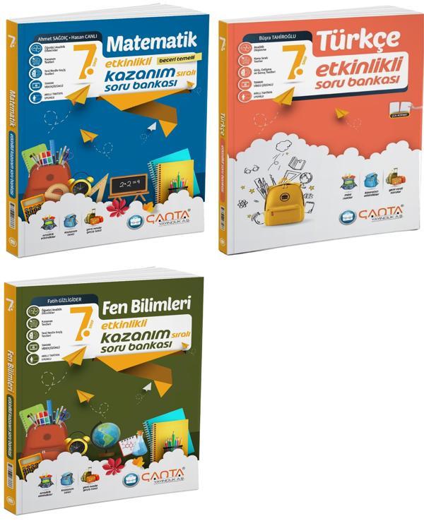 Çanta 2025 7. Sınıf Matematik + Türkçe + Fen Etkinlikli Kazanım Soru Seti 3 Kitap - Çanta Yayınları - Image 1