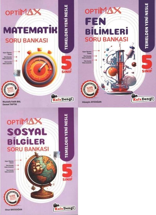 Kafadengi 2026 5. Sınıf Matematik + Fen + Sosyal Optimax Soru Bankası Setiseti 3 Kitap - Kafa Dengi - Image 1