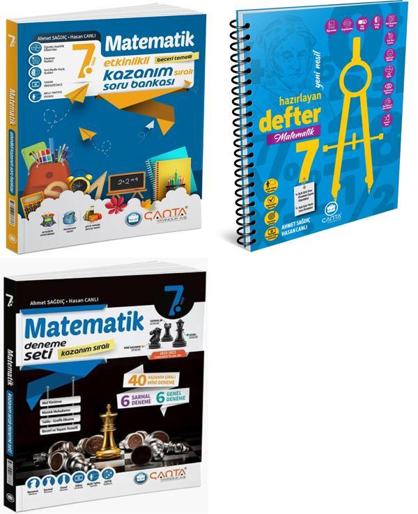 Çanta 2025 7. Sınıf Matematik Etkinlikli Soru + Hazırlayan Defter + Kazanım Deneme Seti 3 Kitap - Çanta Yayınları - Image 1