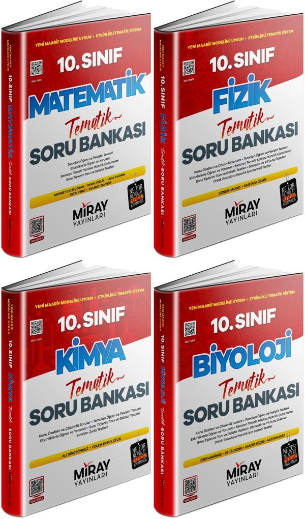 Miray 2026 10. Sınıf Matematik + Fizik + Kimya + Biyoloji Tematik Soru Seti 4 Kitap - Miray Yayınları - Image 1