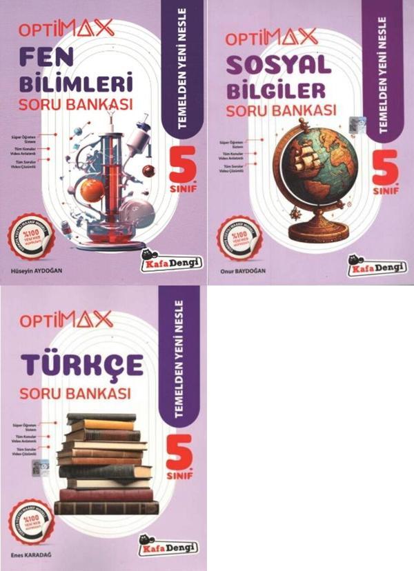 Kafadengi 2026 5. Sınıf Türkçe + Fen + Sosyal Optimax Soru Bankası Setiseti 3 Kitap - Kafa Dengi - Image 1