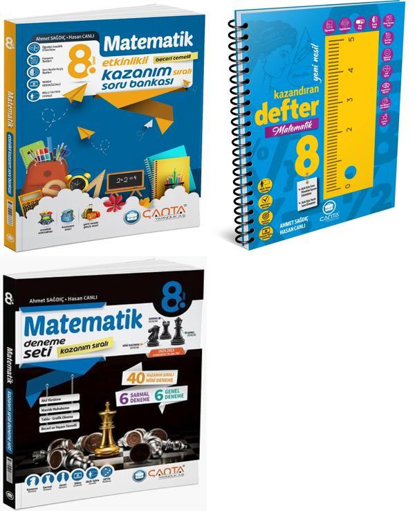 Çanta 2025 8. Sınıf Lgs Matematik Etkinlikli Soru + Kazandıran Defter + Kazanım Deneme Seti 3 Kitap - Çanta Yayınları - Image 1