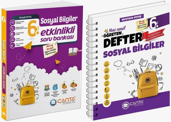 Çanta 2026 6. Sınıf Sosyal Bilgiler Etkinlikli Kazanım Soru Bankası + Defter Seti 2 Kitap - Çanta Yayınları - Image 1