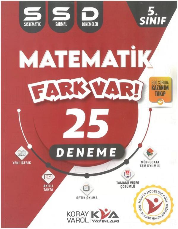 Kva 2025 5. Sınıf Matematik Sistematik Kazanım Takip Denemeleri Fark Var 25 Deneme - KVA Yayınları - Image 1