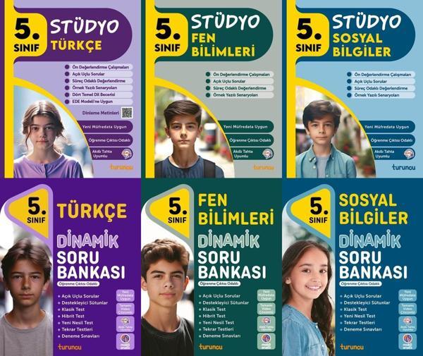 Tudem 2025 5. Sınıf Türkçe + Fen Bilimleri + Sosyal Bilgiler Stüdyo Dinamik Soru Bankası Seti 6 Kitap Yeni Müfredat - Tudem Yayınları - Ders Kitapları - Image 1