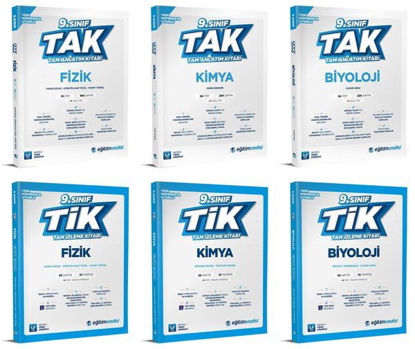 Eğitim Vadisi 2025 9. Sınıf Fizik + Kimya + Biyoloji Tak Tam Anlatım + Tik Tam İzleme Seti 6 Kitap - Eğitim Vadisi - Image 1