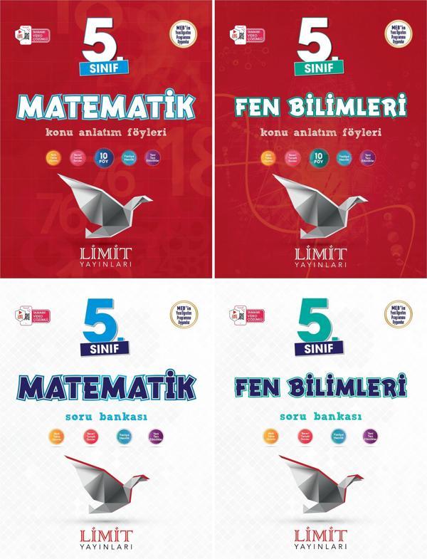 Limit 2025 5. Sınıf Matematik + Fen Bilimleri Konu Anlatım + Soru Seti 4 Kitap Güncel Müfredat - Limit Yayınları - Image 1